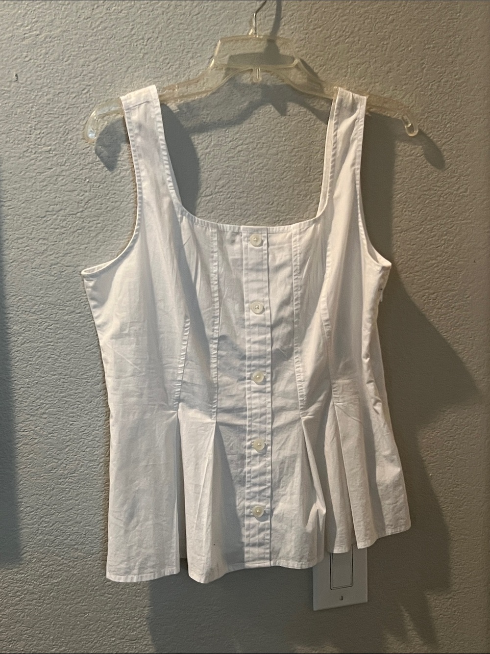 J Crew White Button-Front Sleeveless Peplum Top Size 8 EUC